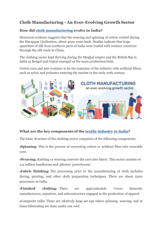 Cloth Manufacturing Company - Industry experts