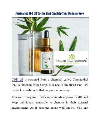 Fascinating Cbd Oil Tactics That Can Help Your Business Grow