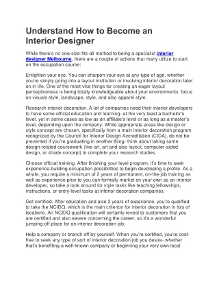 Understand How to Become an Interior Designer