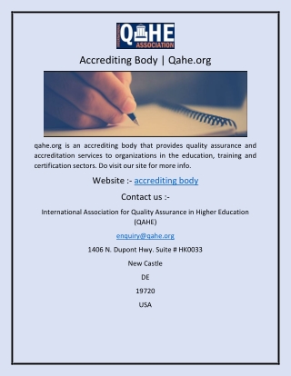 Accrediting Body  Qahe.org