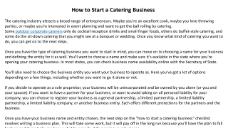 How to Start a Catering Business