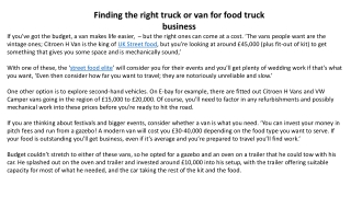 Finding the right truck or van for food truck business