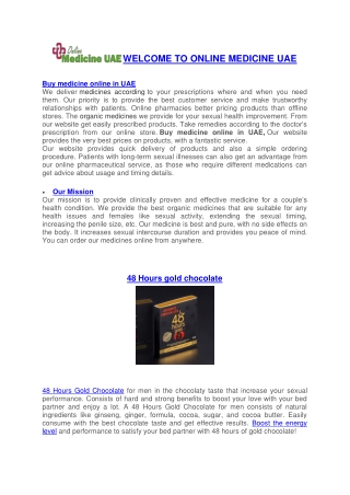 WELCOME TO ONLINE MEDICINE UAE