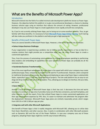 What are the Benefits of Microsoft Power Apps