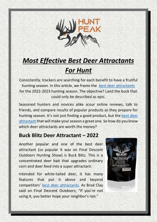 Most Effective Best Deer Attractants For Hunt