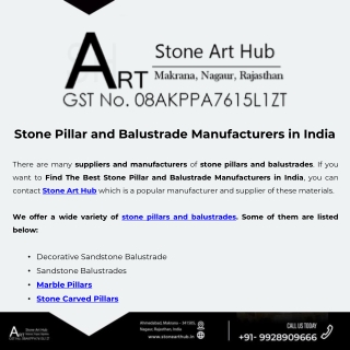Stone Pillar and Balustrade Manufacturers in India