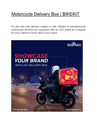 Motorcycle Delivery Box  | BIKEKIT