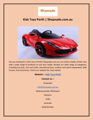 Kids Toys Perth  Shopnado.com