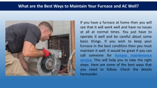 What are the Best Ways to Maintain Your Furnace and AC Well?