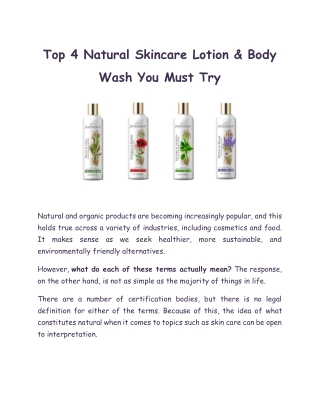 Top 4 Natural Skincare Lotion & Body Wash You Must Try
