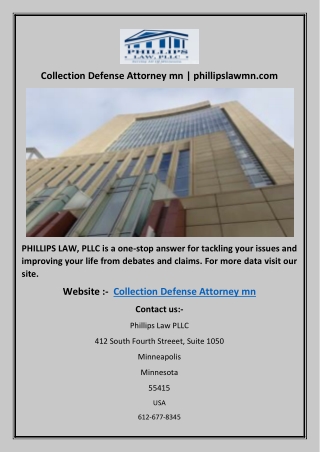Collection Defense Attorney mn | phillipslawmn.com