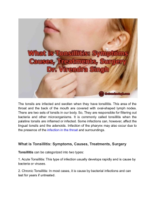 What is Tonsillitis_ Symptoms, Causes, Treatments, Surgery – Dr. Virendra Singh