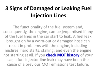 3 Signs of Damaged or Leaking Fuel Injection Lines