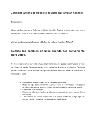 ¿cambiar la fecha de mi boleto de vuelo en Hawaiian Airlines?