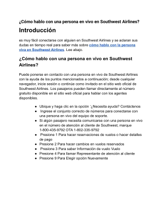 ¿Cómo hablo con una persona en vivo en Southwest Airlines?