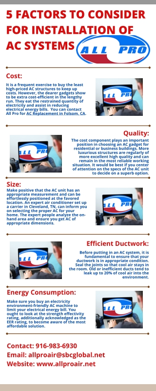 5 FACTORS TO CONSIDER FOR INSTALLATION OF  AC SYSTEMS