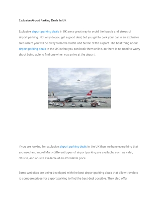Exclusive Airport Parking Deals In UK