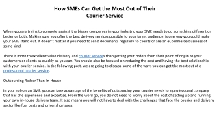 How SMEs Can Get the Most Out of Their Courier Service