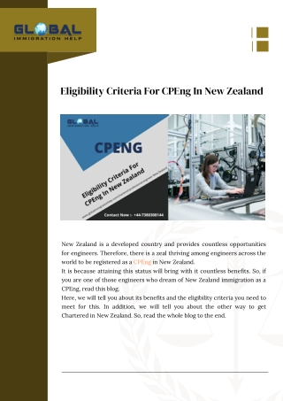 Eligibility Criteria For CPEng In New Zealand