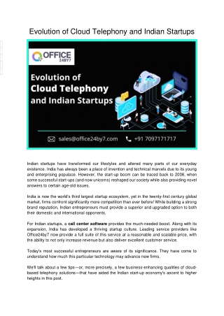 Evolution of Cloud Telephony and Indian Startups