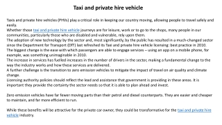 Taxi and private hire vehicle