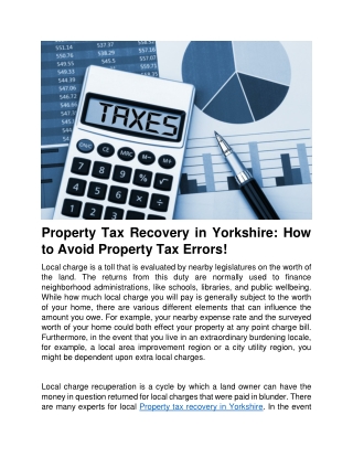 Property Tax Recovery in Yorkshire How To Avoid Property Tax Errors