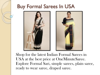 Buy Formal Sarees in USA | Formal Sari Collection- OneMinuteSaree