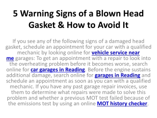 5 Warning Signs of a Blown Head Gasket & How to Avoid It