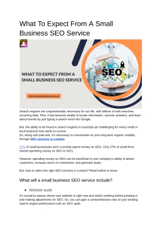 What To Expect From A Small Business SEO Service