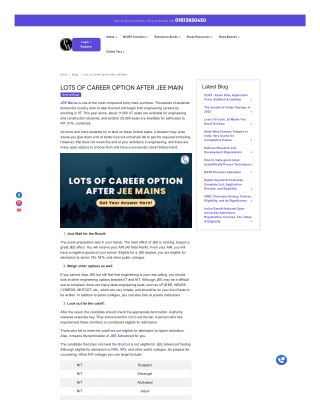 Lots of Career Option After JEE Main
