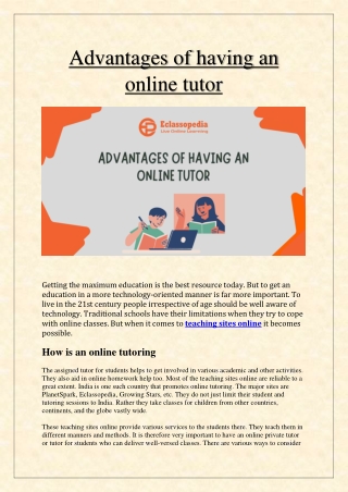 Advantages of having an online tutor