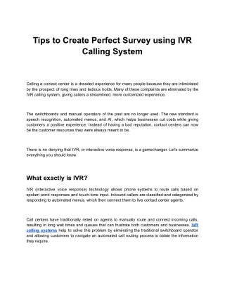 Tips to Create Perfect Survey using IVR Calling System