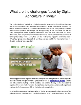 What are the challenges faced by Digital Agriculture in India?