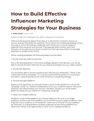 How to Build Effective Influencer Marketing Strategies for Your Business