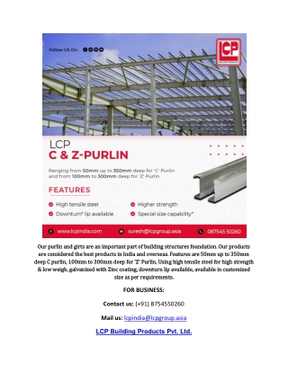 Z Purlin manufacturers in India