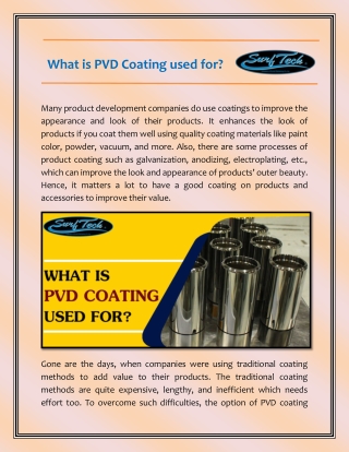 What is PVD Coating Used For