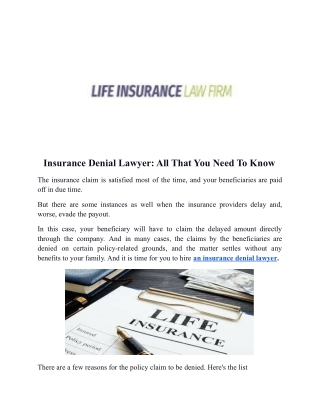 Insurance Denial Lawyer: All That You Need To Know