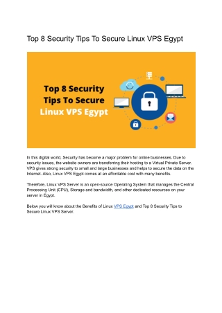 Top 8 Security Tips To Secure Linux VPS Egypt