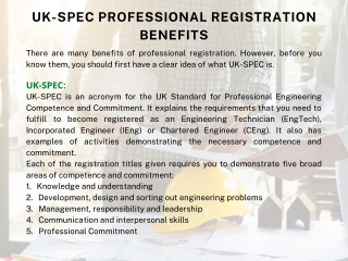 UK-SPEC Professional Registration Benefits