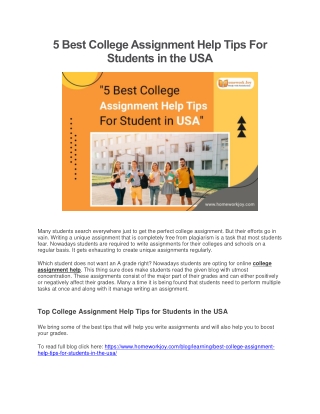 5 Best College Assignment Help Tips For Students in the USA