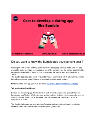 Cost to develop a dating app like Bumble