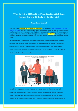 Why Is It So Difficult to Find Residential Care Homes for the Elderly in California