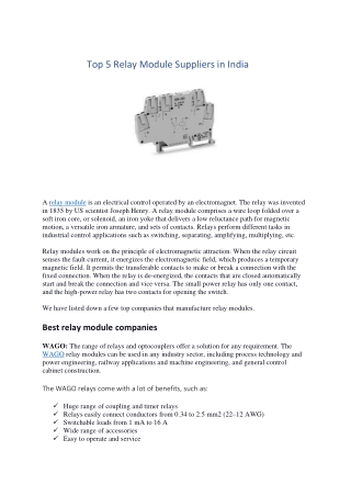 Relay Connection | Relay & Circuit Breaker | WAGO India