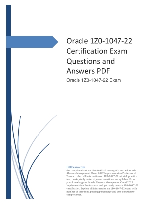 Oracle 1Z0-1047-22 Certification Exam Questions and Answers PDF