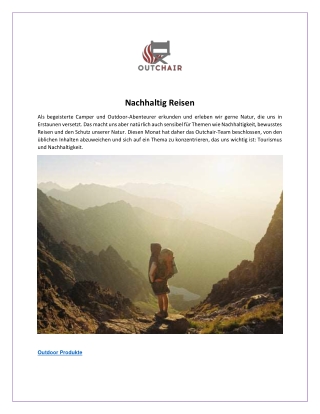 Nachhaltig Reisen