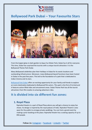 Bollywood Park Dubai – Your Favourite Stars