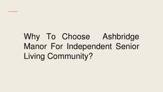 Independent Living Community For Seniors