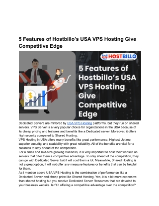 5 Features of USA VPS Hosting Give You Competitive Advantage