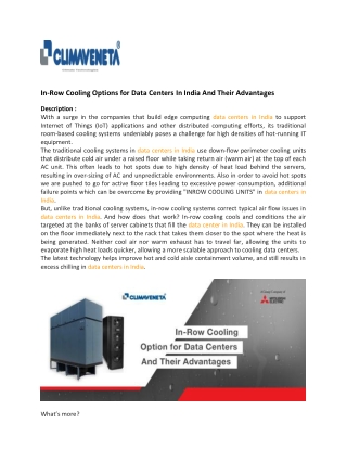 In-Row Cooling Options for Data Centers In India And Their Advantages