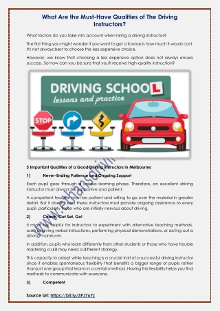 What Are The Must-Have Qualities Of The Driving Instructors